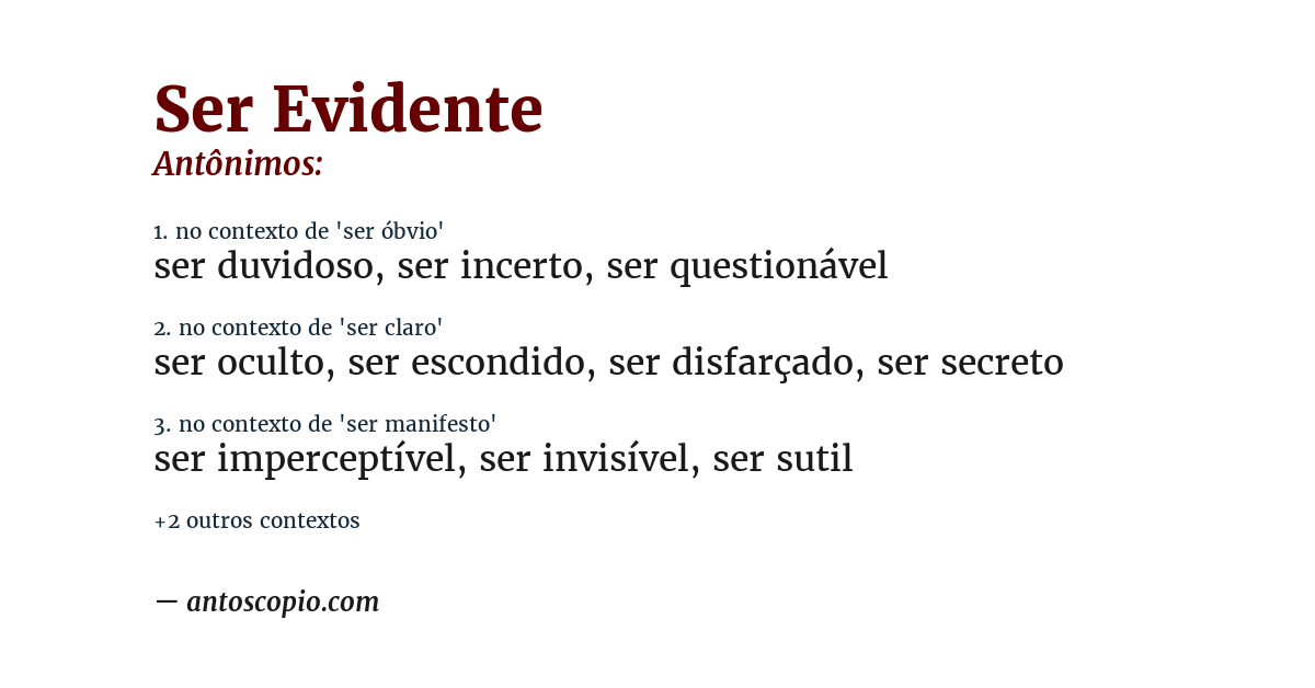 Antônimo de ser evidente