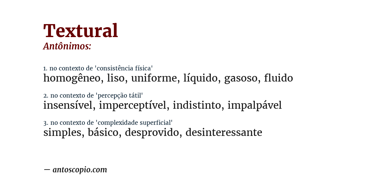 Antônimo de textural