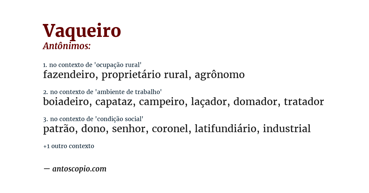 Antônimo de vaqueiro