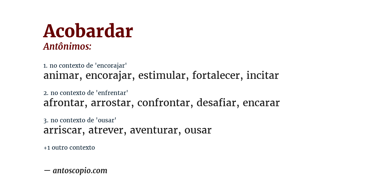 Antônimo de acobardar