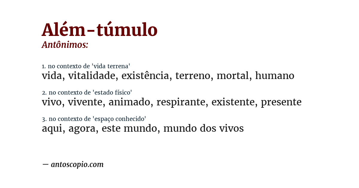 Antônimo de além-túmulo