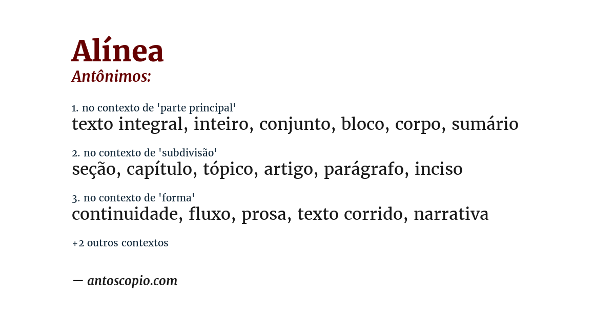 Antônimo de alínea