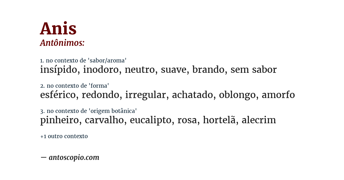Antônimo de anis