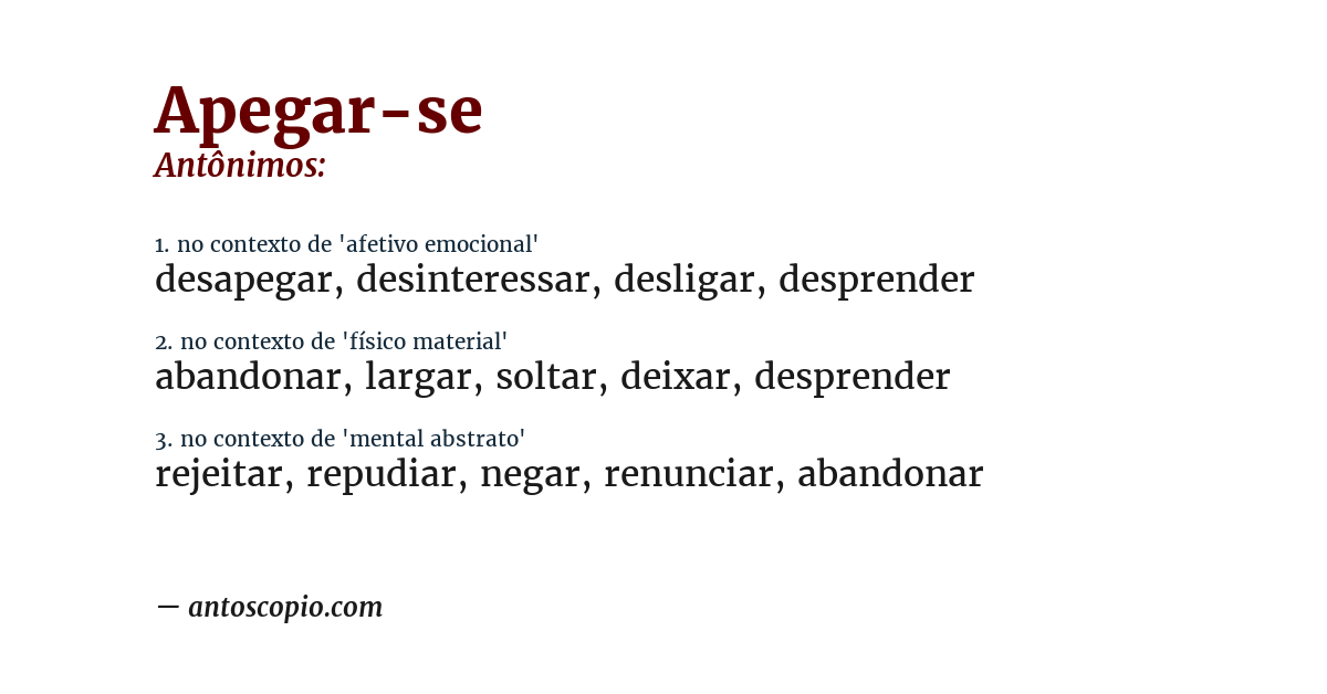 Antônimo de apegar-se