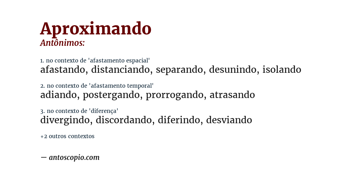 Antônimo de aproximando