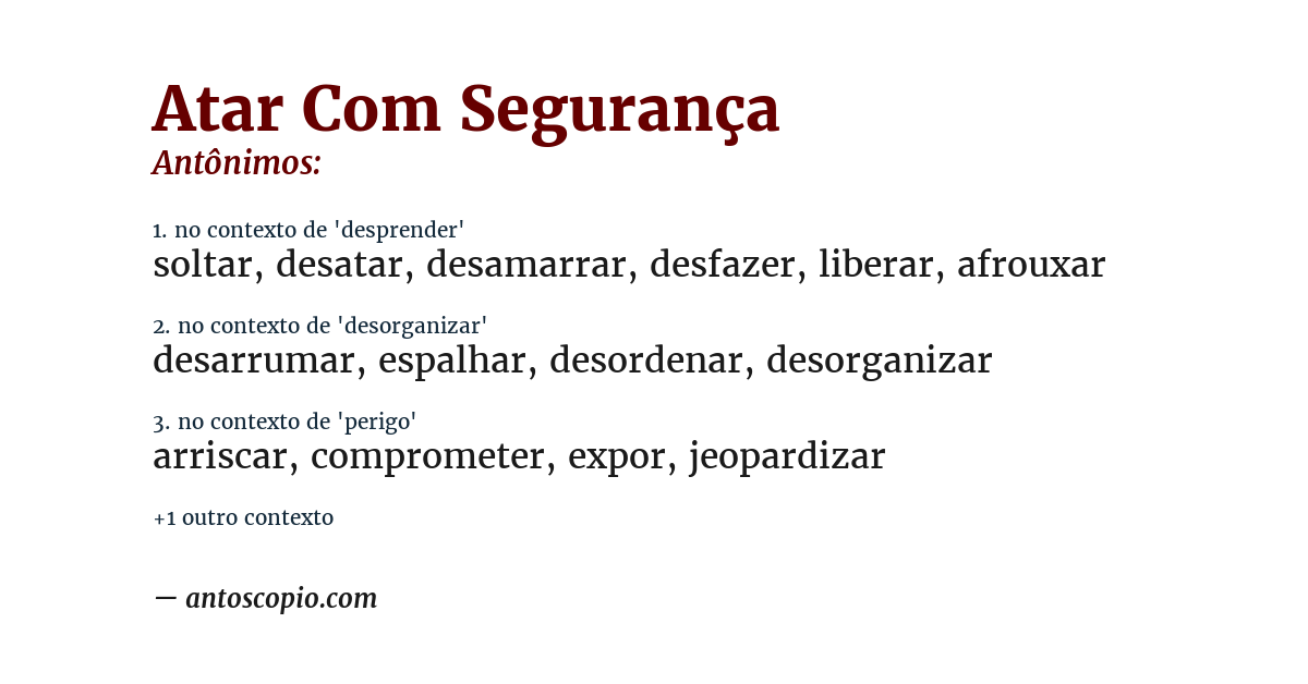 Antônimo de atar com segurança