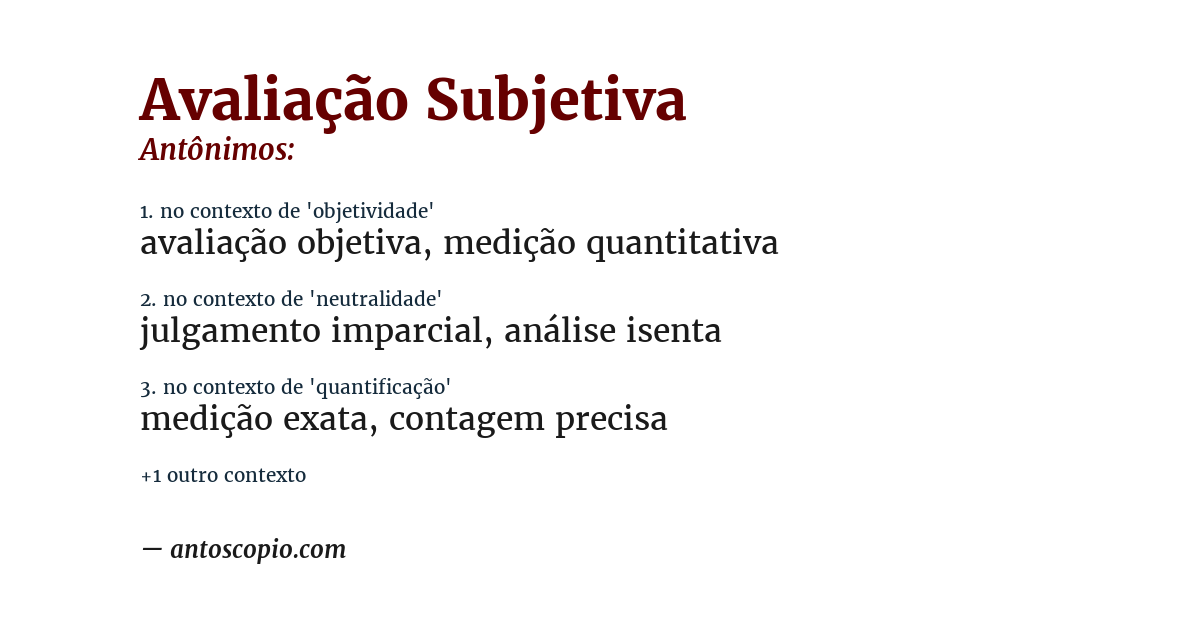 Antônimo de avaliação subjetiva