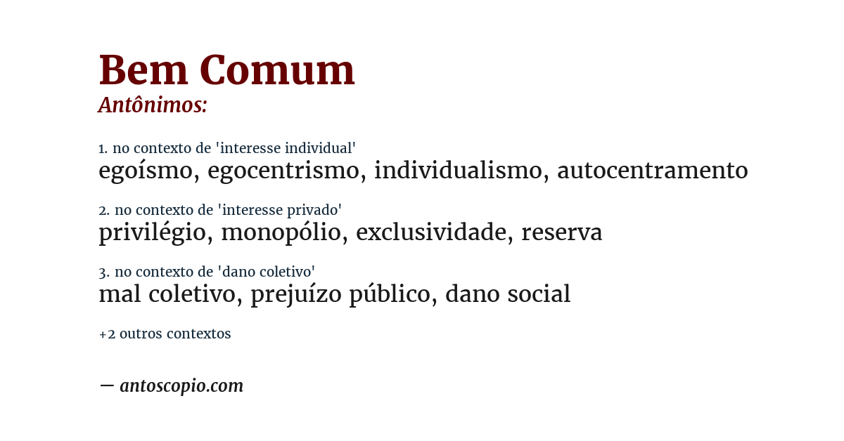 Antônimo de bem comum