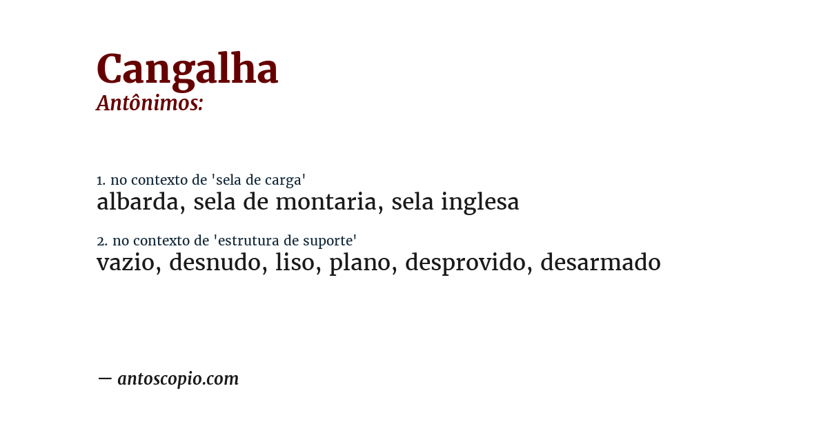 Antônimo de cangalha