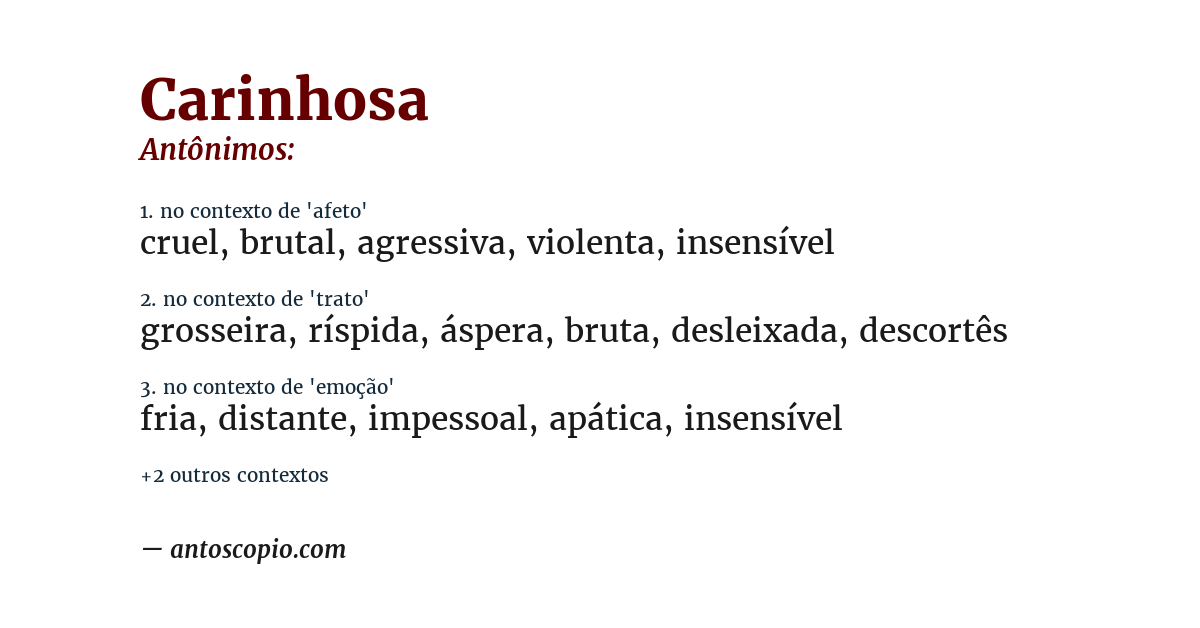 Antônimo de carinhosa