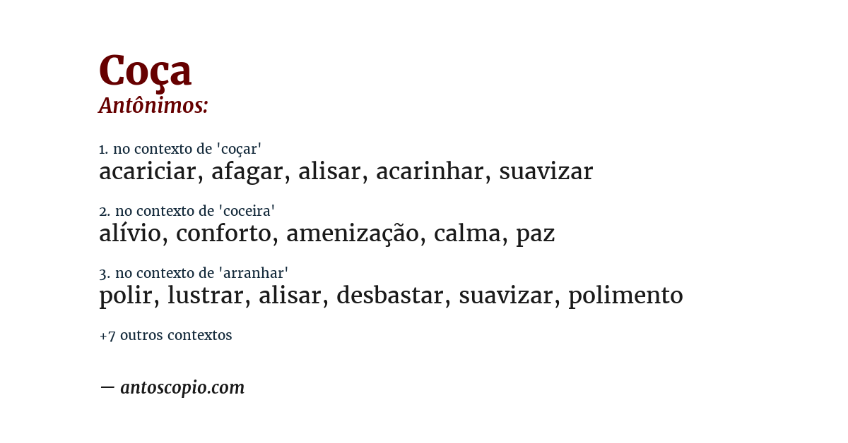 Antônimo de coça