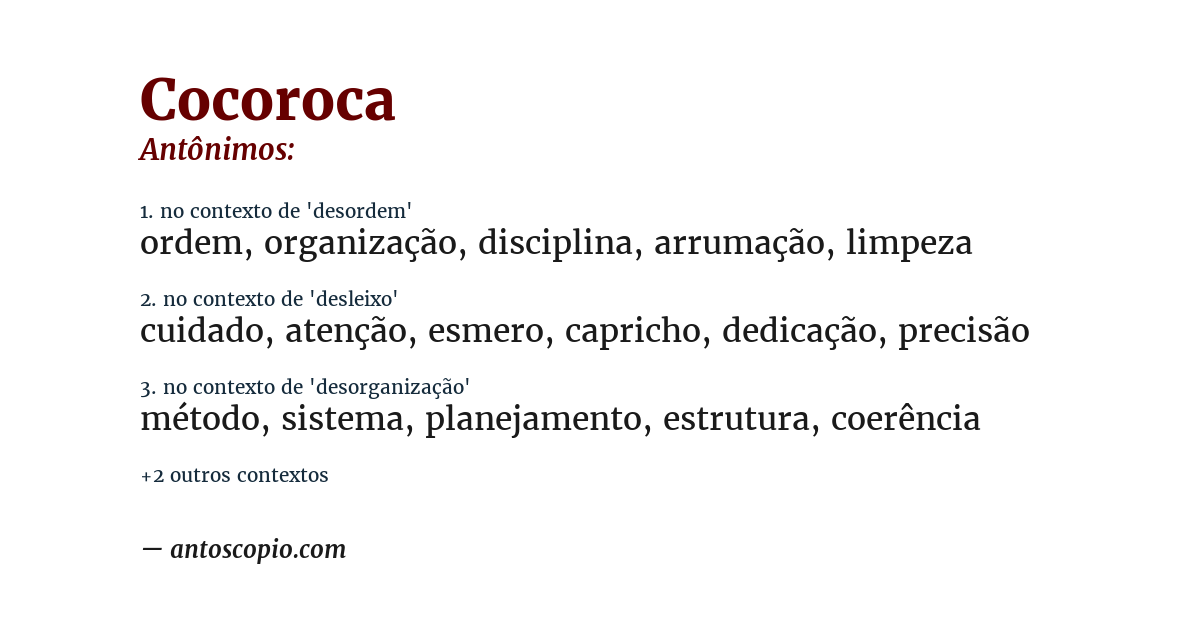 Antônimo de cocoroca