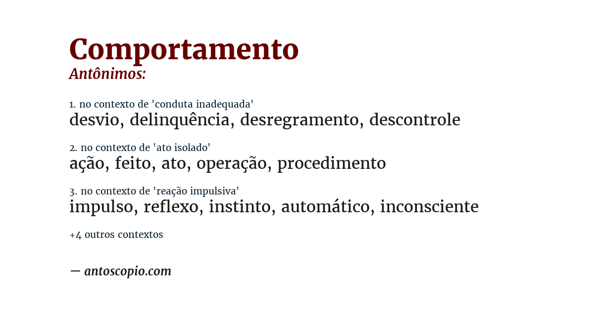 Antônimo de comportamento