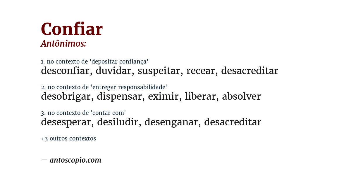 Antônimo de confiar