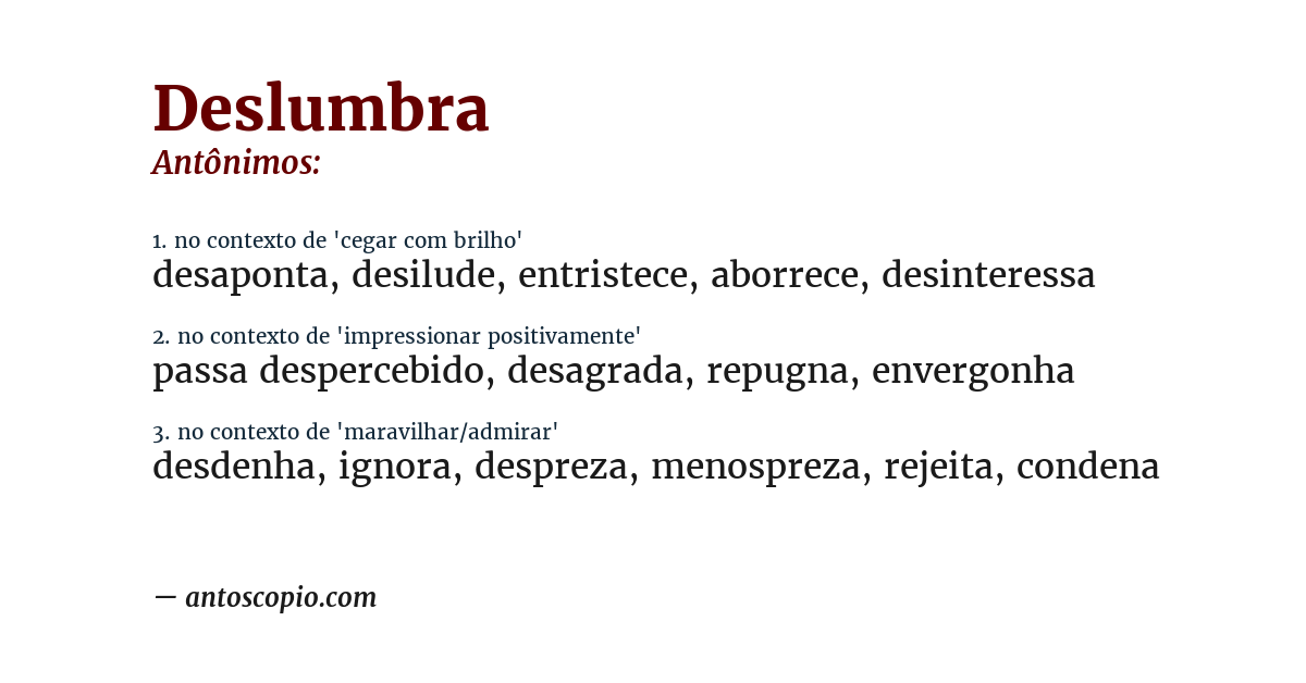 Antônimo de deslumbra