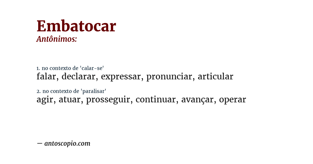 Antônimo de embatocar