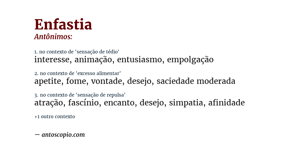 Antônimo de enfastia