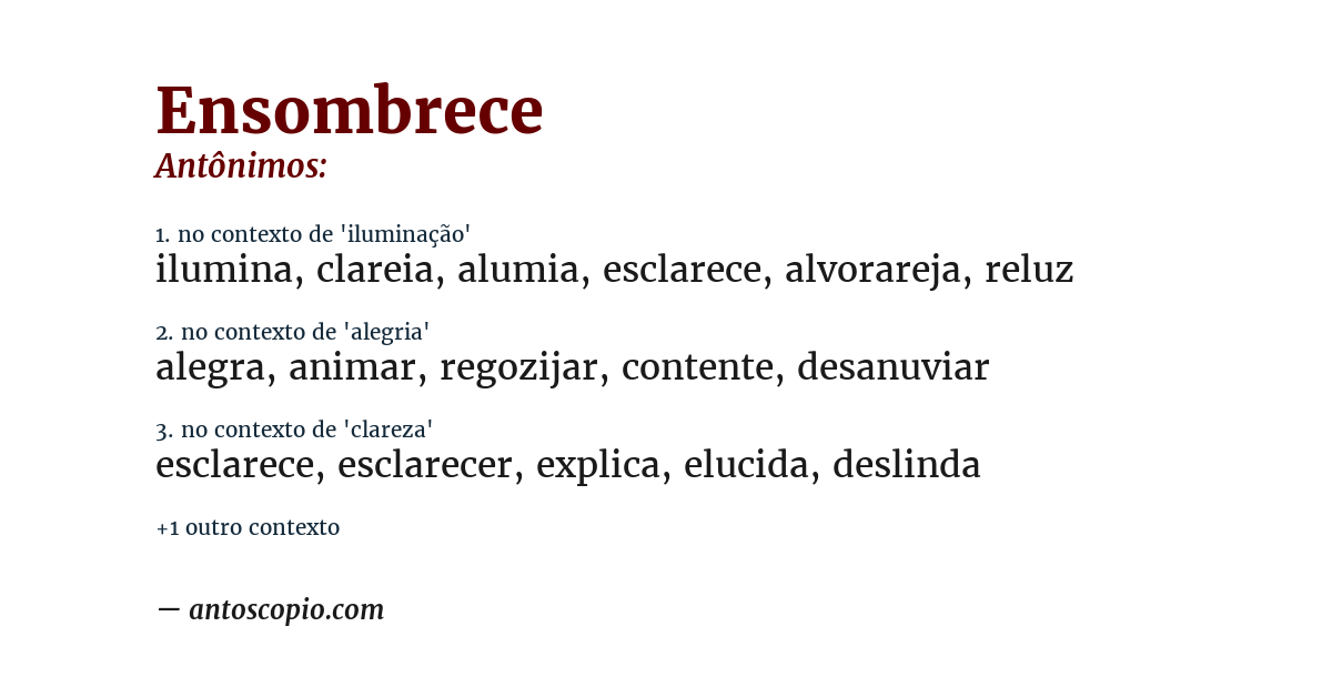 Antônimo de ensombrece
