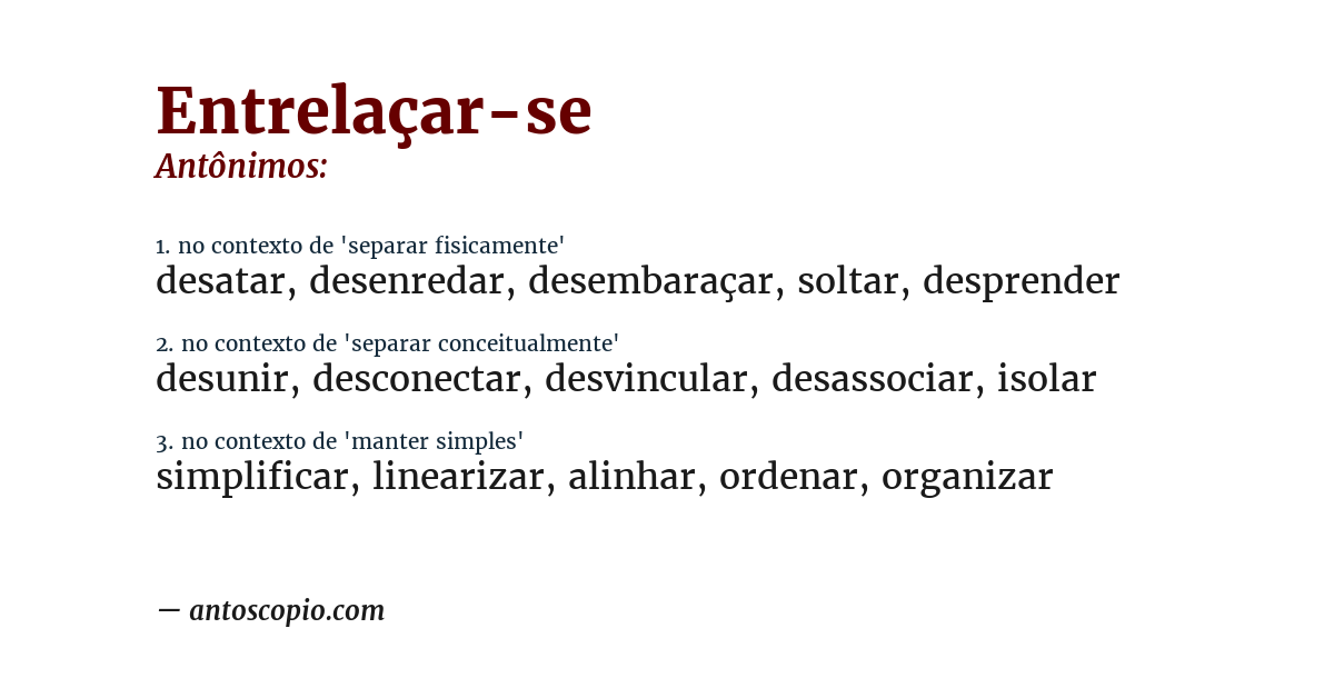 Antônimo de entrelaçar-se