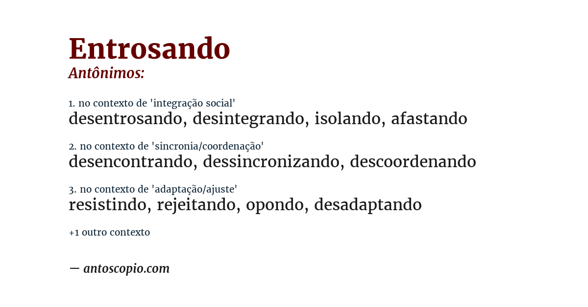 Antônimo de entrosando