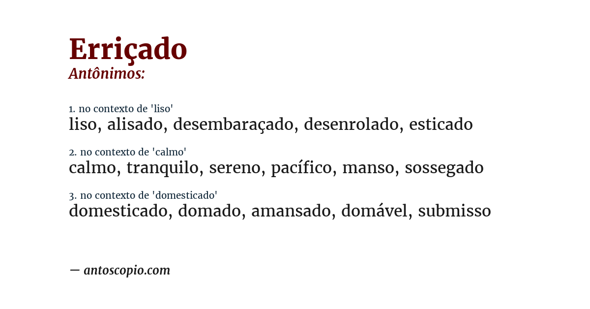 Antônimo de erriçado