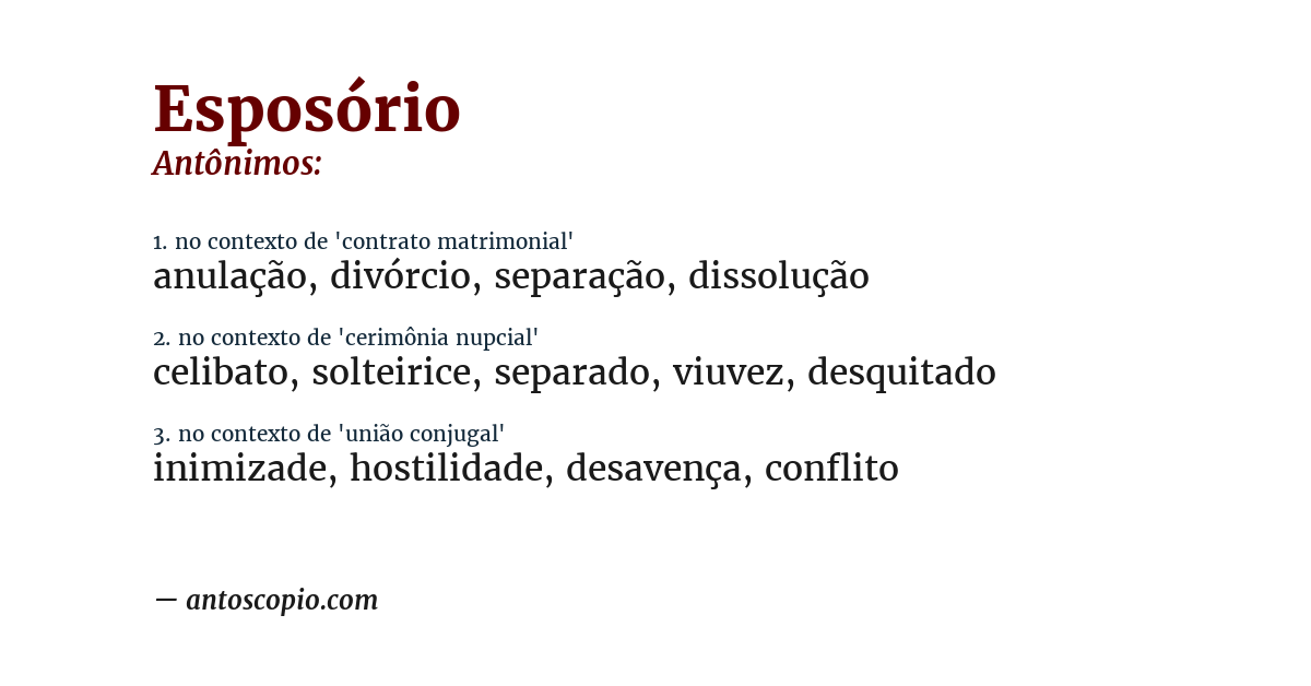 Antônimo de esposório