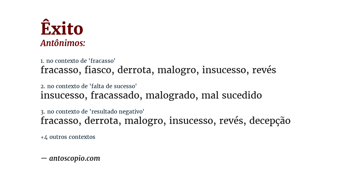 Antônimo de êxito