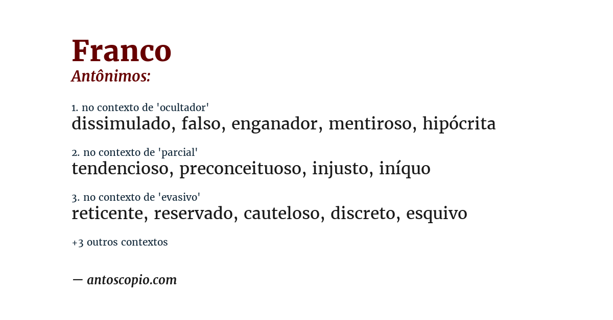 Antônimo de franco