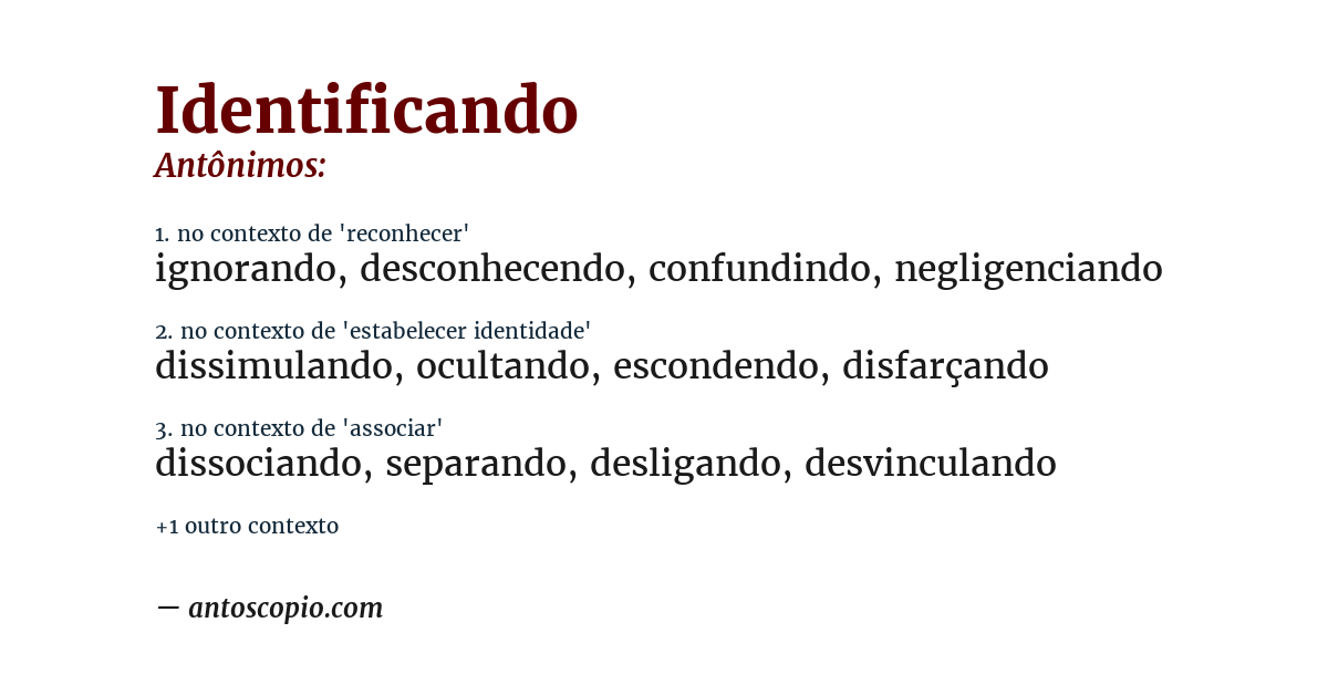 Antônimo de identificando
