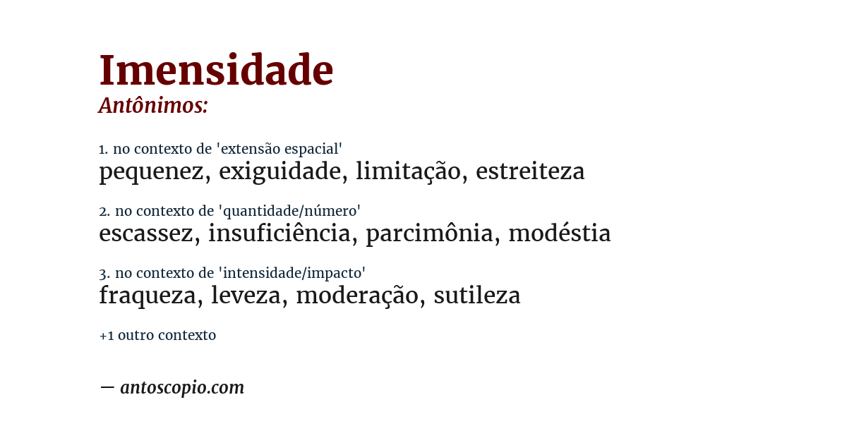 Antônimo de imensidade