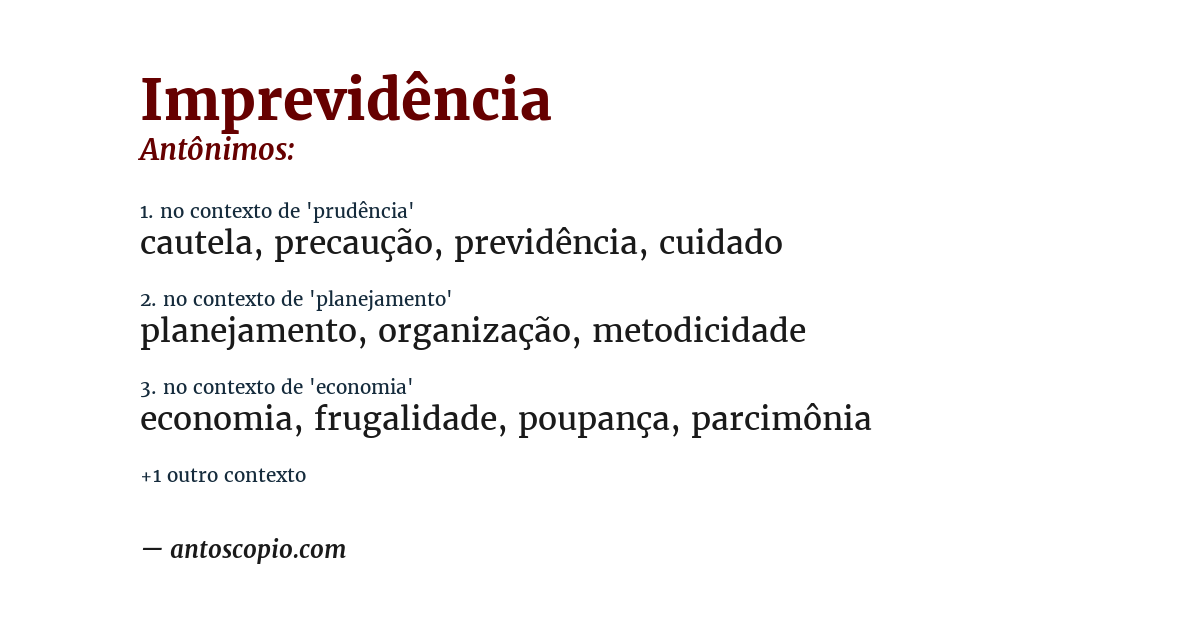 Antônimo de imprevidência