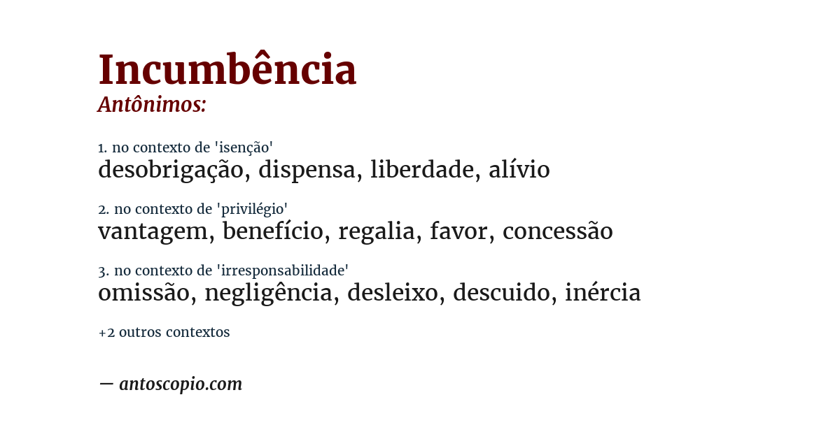 Antônimo de incumbência