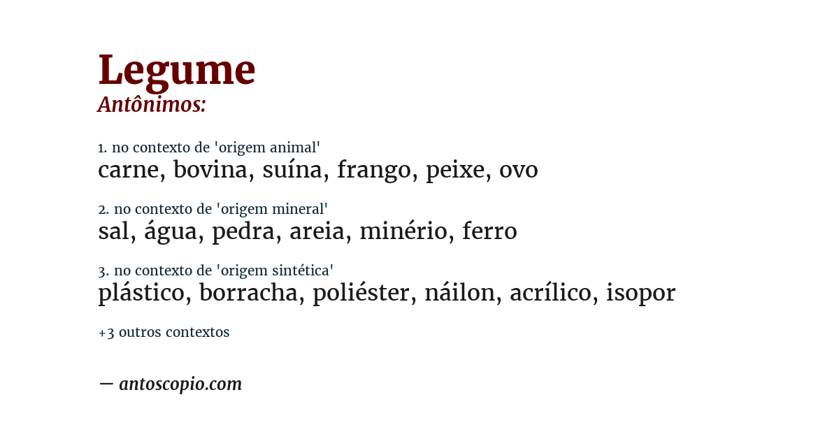 Antônimo de legume