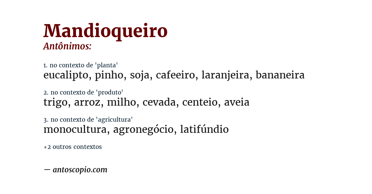 Antônimo de mandioqueiro