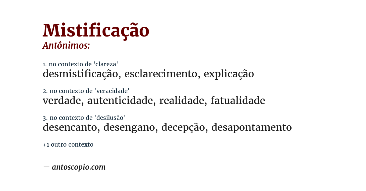 Antônimo de mistificação