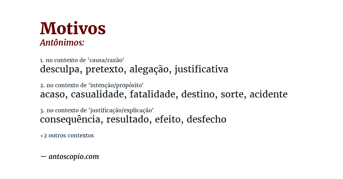 Antônimo de motivos
