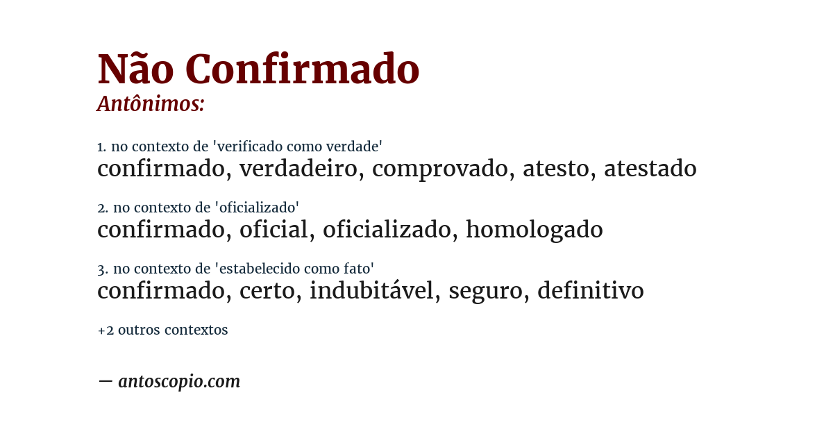Antônimo de não confirmado
