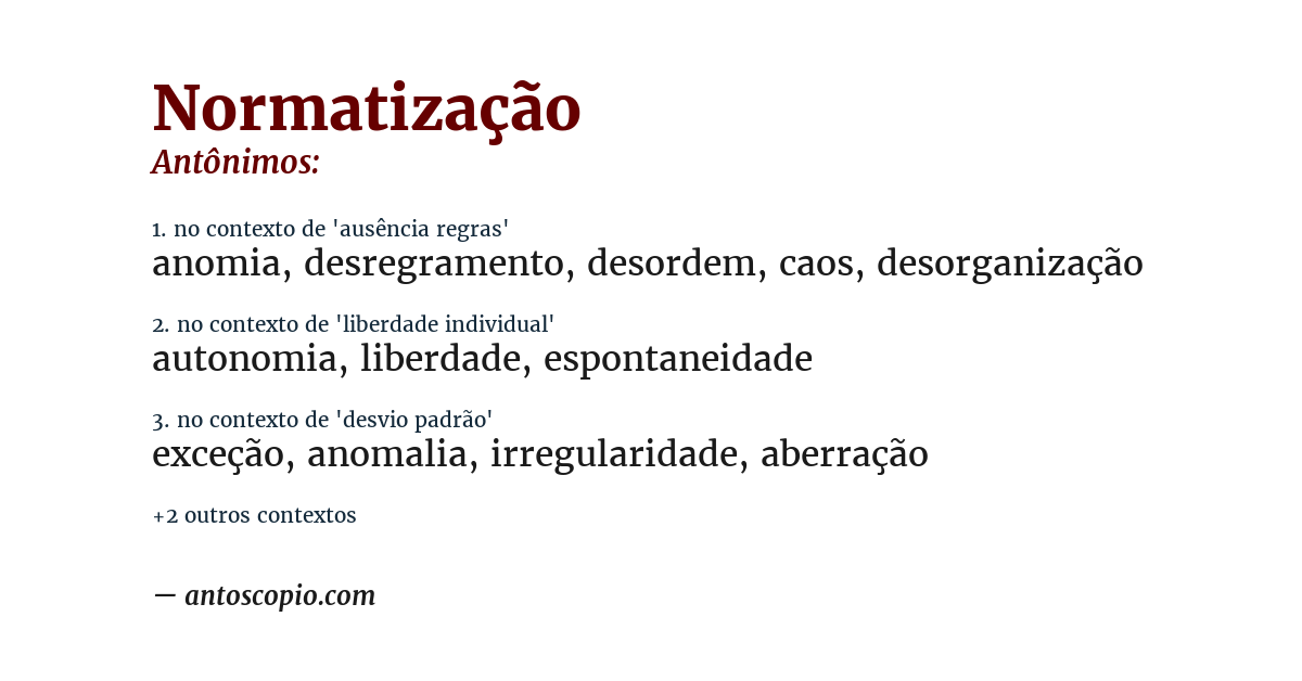 Antônimo de normatização