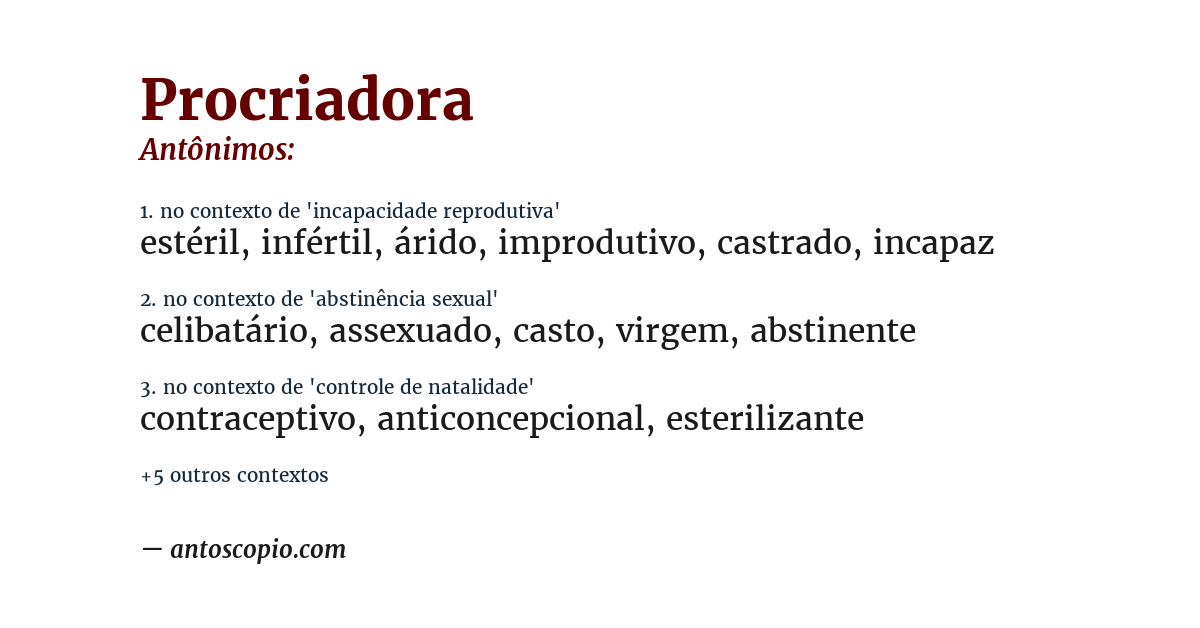 Antônimo de procriadora