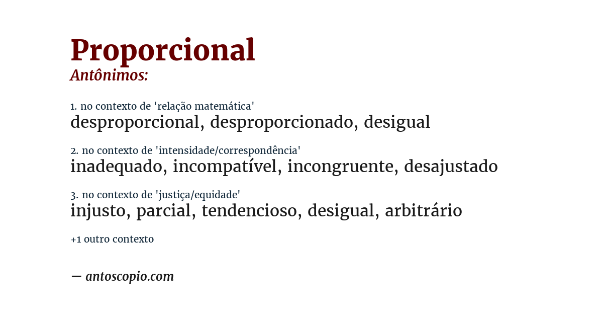 Antônimo de proporcional