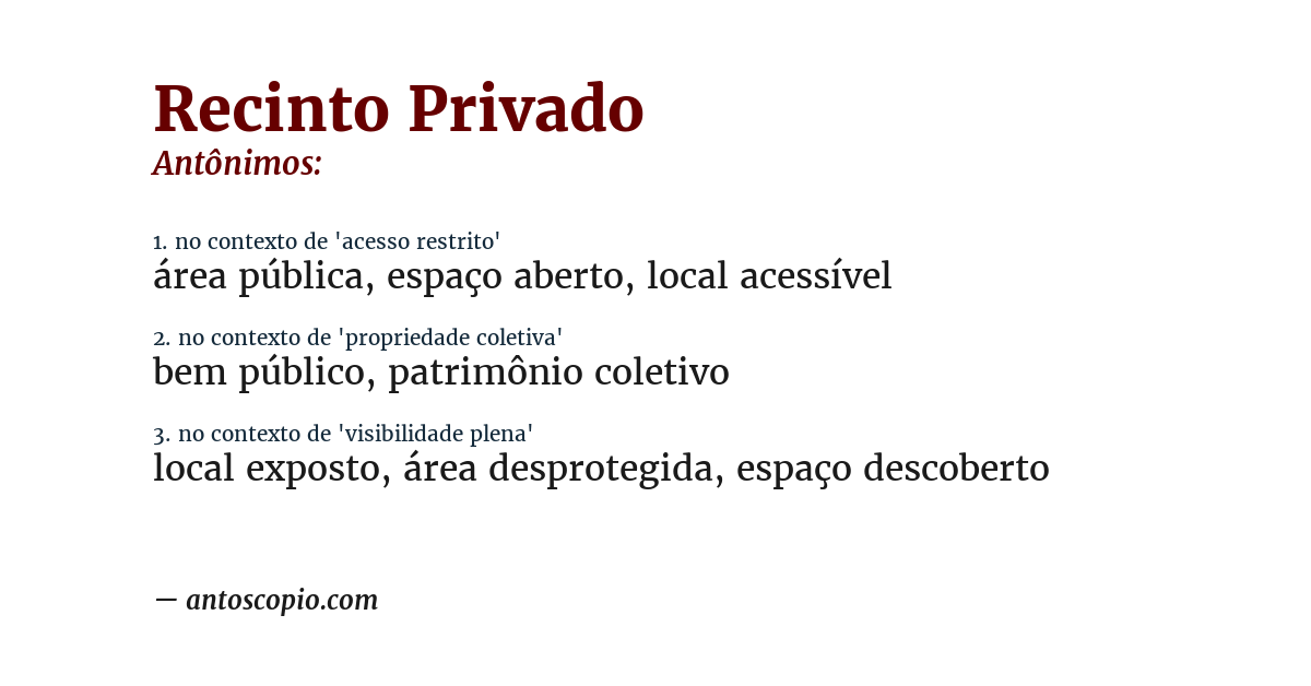Antônimo de recinto privado