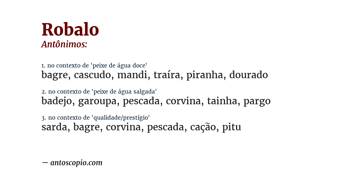 Antônimo de robalo