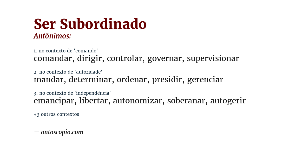 Antônimo de ser subordinado