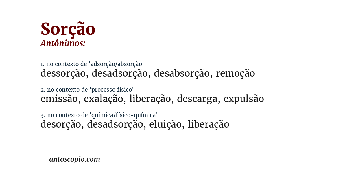 Antônimo de sorção