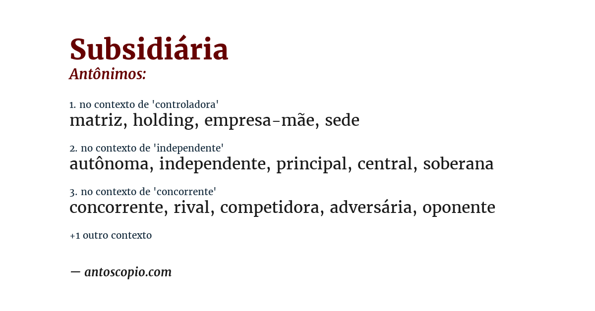 Antônimo de subsidiária