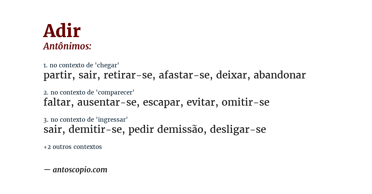 Antônimo de adir