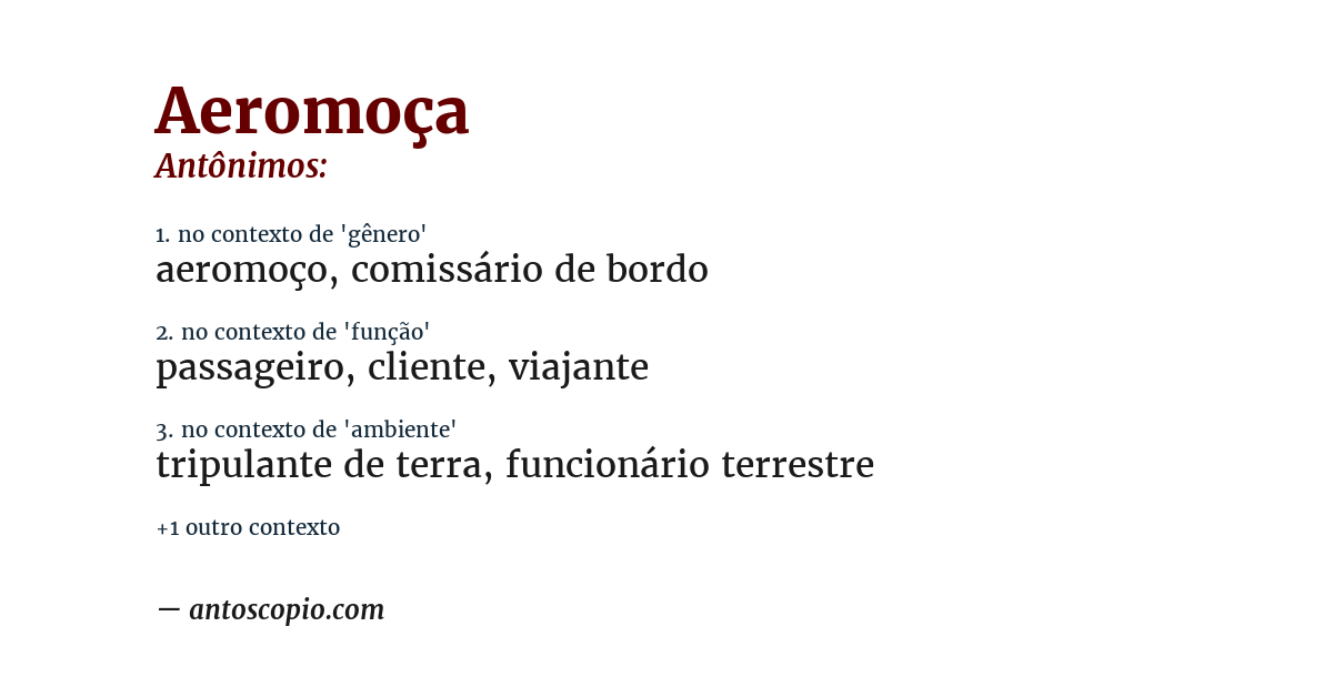 Antônimo de aeromoça