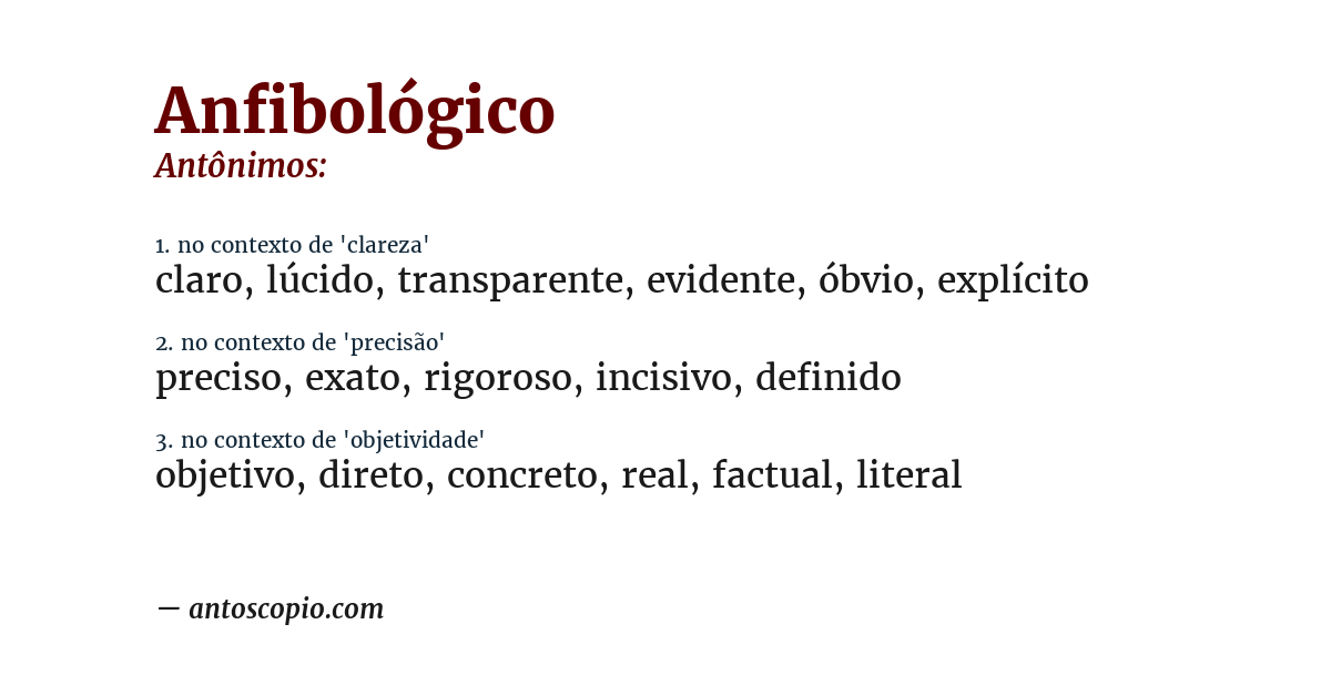 Antônimo de anfibológico