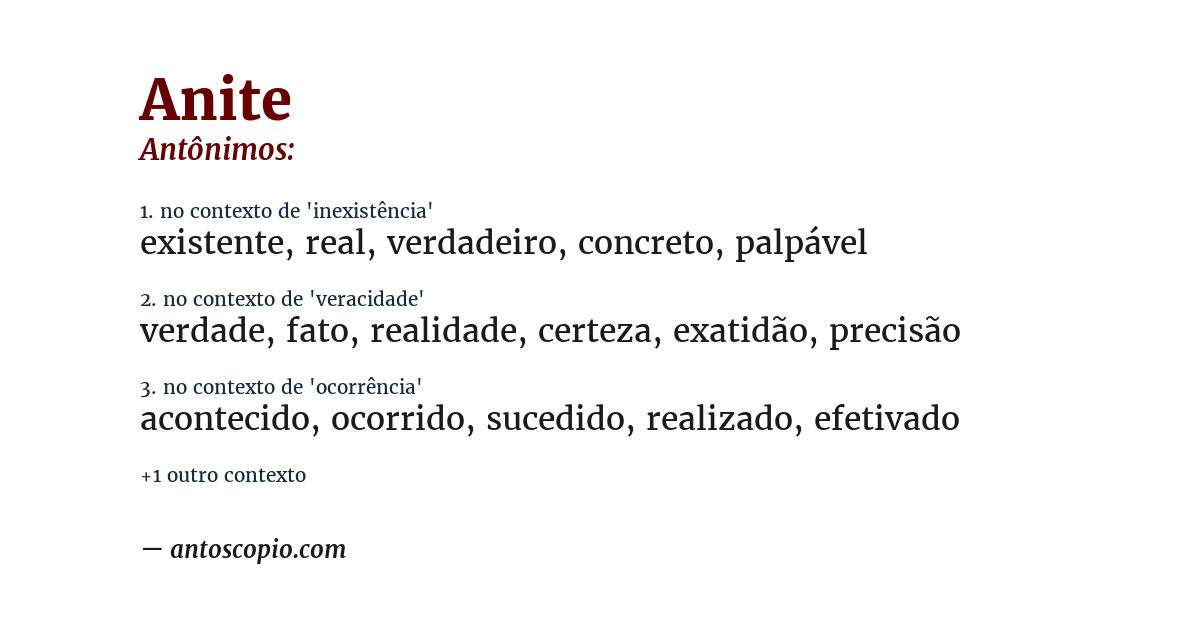 Antônimo de anite