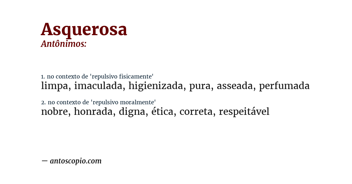 Antônimo de asquerosa